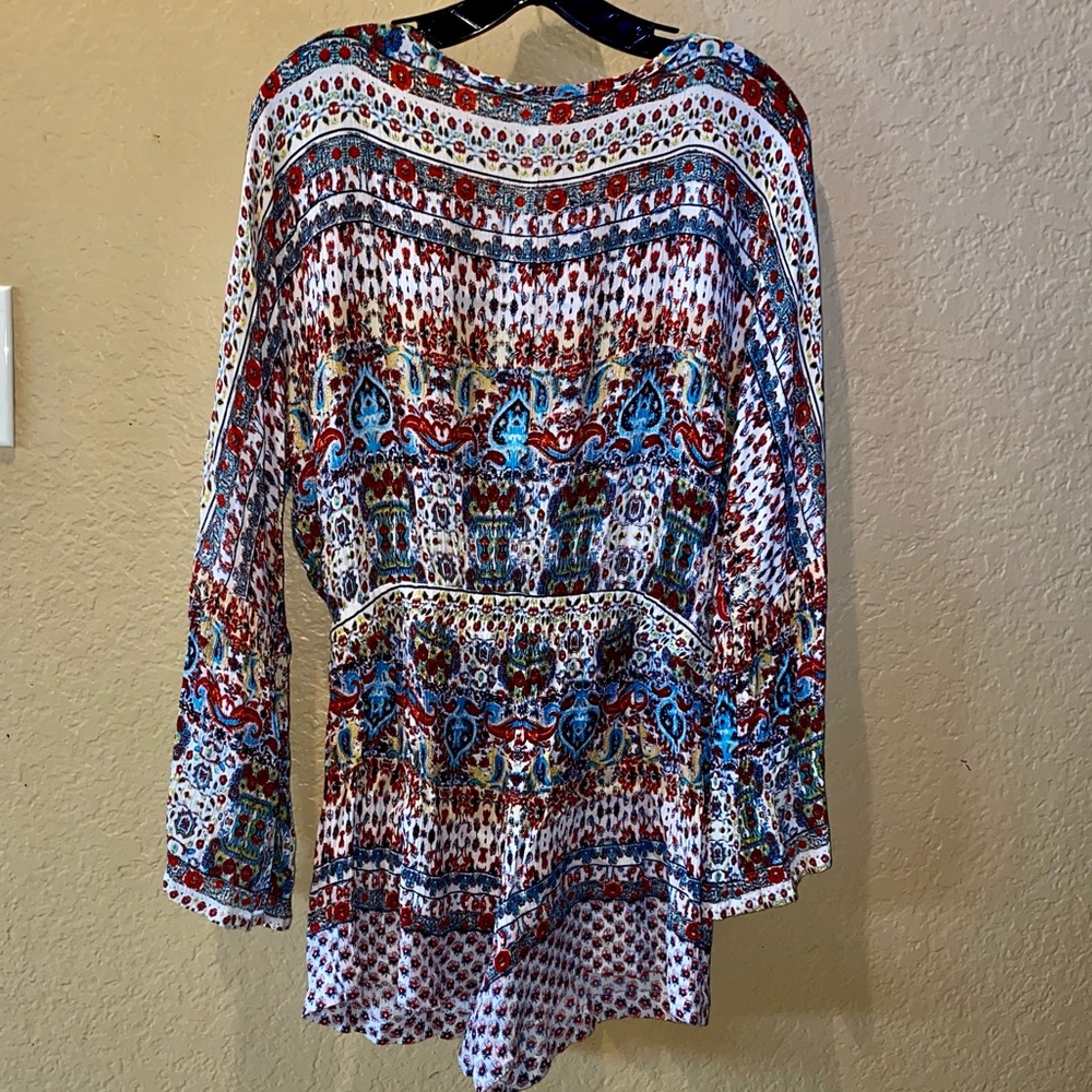 Bohemian Style Multicolored Short Romper - image 3